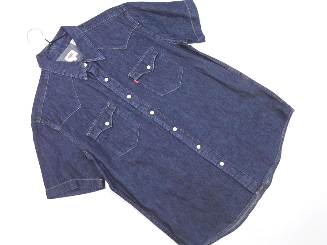 LEVI’S リーバイス スナップボタン 半袖 デニム シャツ sizeM/ダークインディゴ ■◆ ☆ gfb9 メンズ拍卖