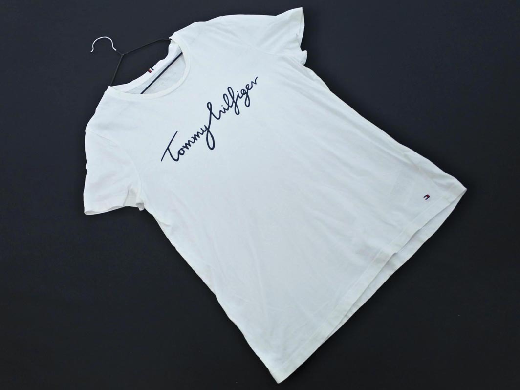 ネコポスOK TOMMY HILFIGER トミーヒルフィガー ロゴ刺 ロゴプリント カットソー sizeM/オフホワイト ■◆ ☆ gfc3 レディース拍卖