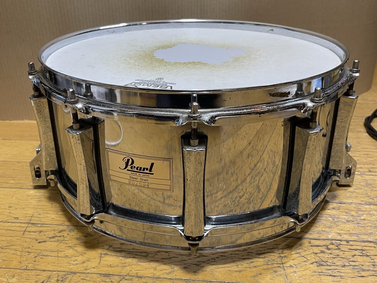 pearl steel shell 深胴 スネア pearl super hoop スーパーフープ メタル 現状にて拍卖