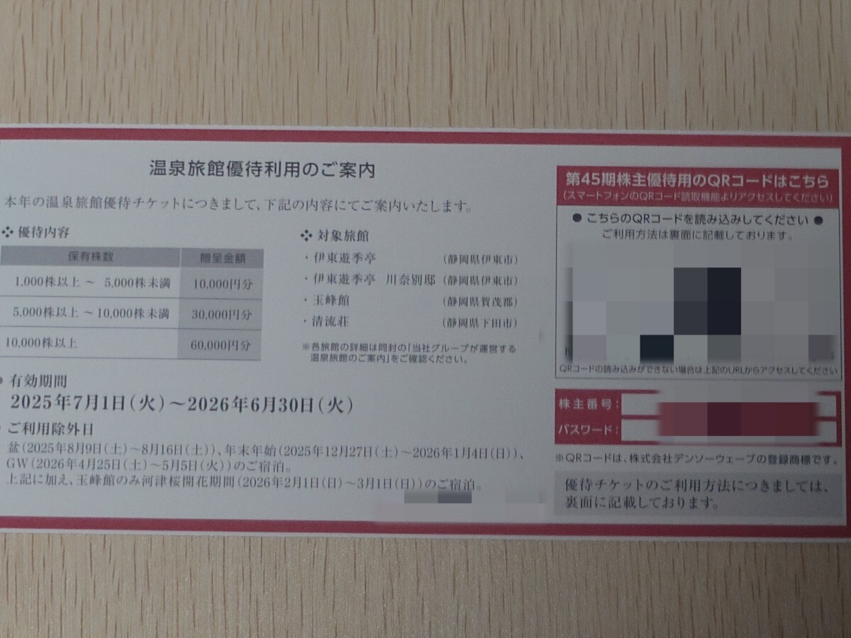 FJネクストホールディングス 株主優待 「温泉旅館優待券」10,000円分(コード通知)※有効期限が今月末まで拍卖