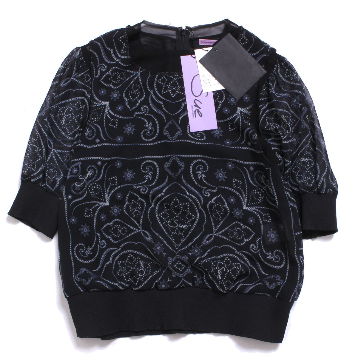 【タグ付き・新品・定価30,000円】 Sue UNDERCOVER トップス size1 ブラック ベース SUW1403 スーアンダーカバー拍卖