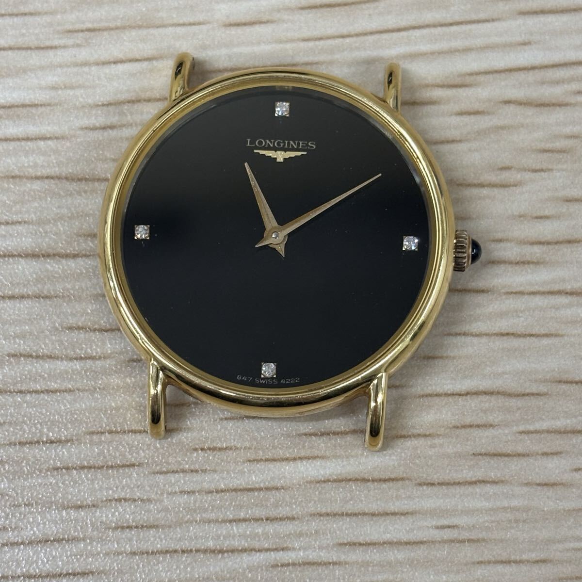 (b10692)1円スタート 稼働品 LONGINES ロンジン グランドクラシック 4Pダイヤモンド 手巻き メンズ 腕時計 ゴールド ブラック文字盤拍卖