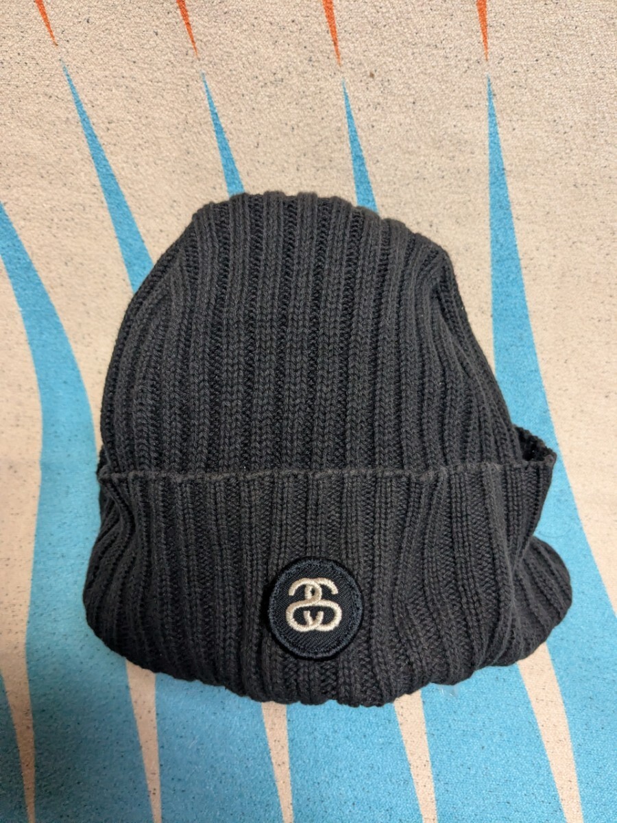 最終値下げSTUSSY ニット帽 ステューシー ニットキャップ ビーニー コットン100% ブラック送料無料拍卖