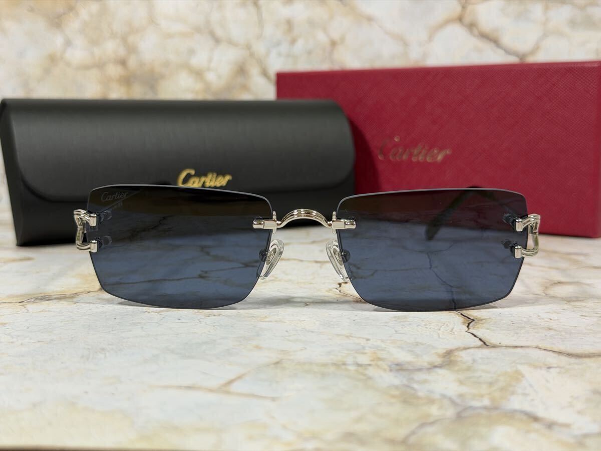 Cartier デコールC クラッシック カルティエサングラス CT0550s ブルーレンズ 専用ケース付拍卖