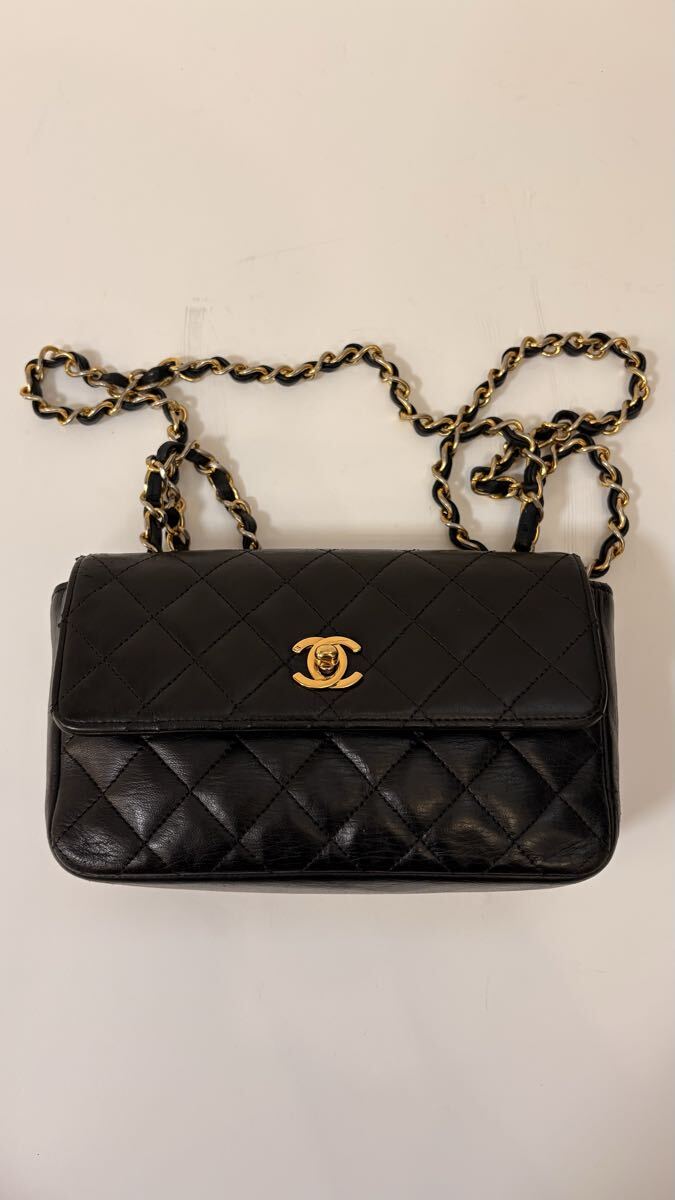 CHANEL シャネル ミニマトラッセ チェーンショルダーバッグ ラムスキン ブラック ゴールド金具 拍卖
