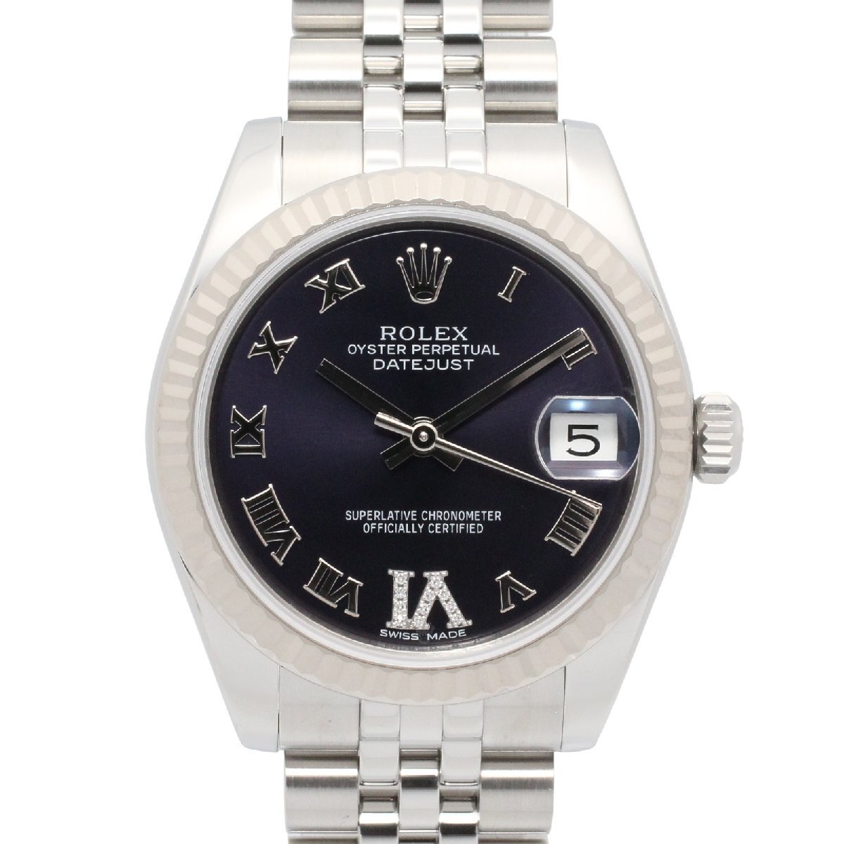 ロレックス デイトジャスト VIダイヤ ランダム番 ボーイズ ブランドオフ ROLEX K18WG(ホワイトゴールド) 腕時計 WG/SS 中古 ボーイズ拍卖