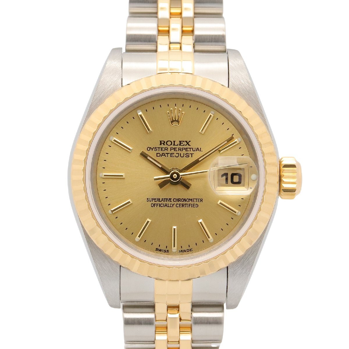 ロレックス デイトジャスト P番 ブランドオフ ROLEX K18(イエローゴールド) 腕時計 K18/SS 中古 レディース拍卖