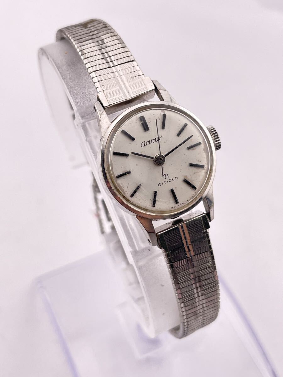 稼働品 腕時計AMRD1801-SK Citizen Amour 21石 シルバーカラー 手巻き 【S85193-3525-3】拍卖