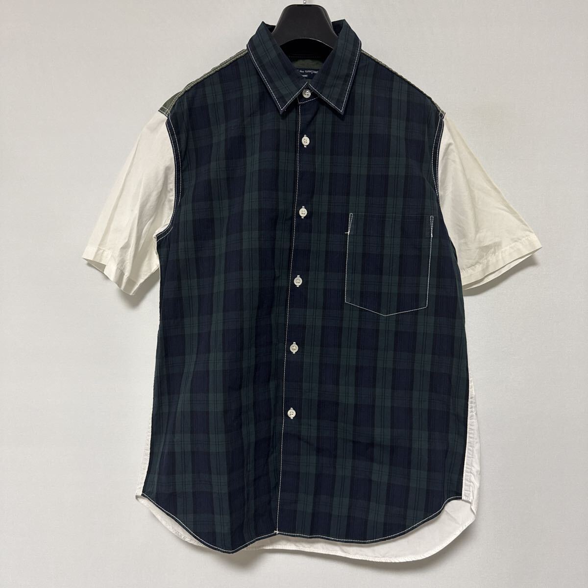美品 AD 2009 COMME des GARCONS HOMME 切替 シャツ S コットン ナイロン コムデギャルソン オム SHIRT拍卖