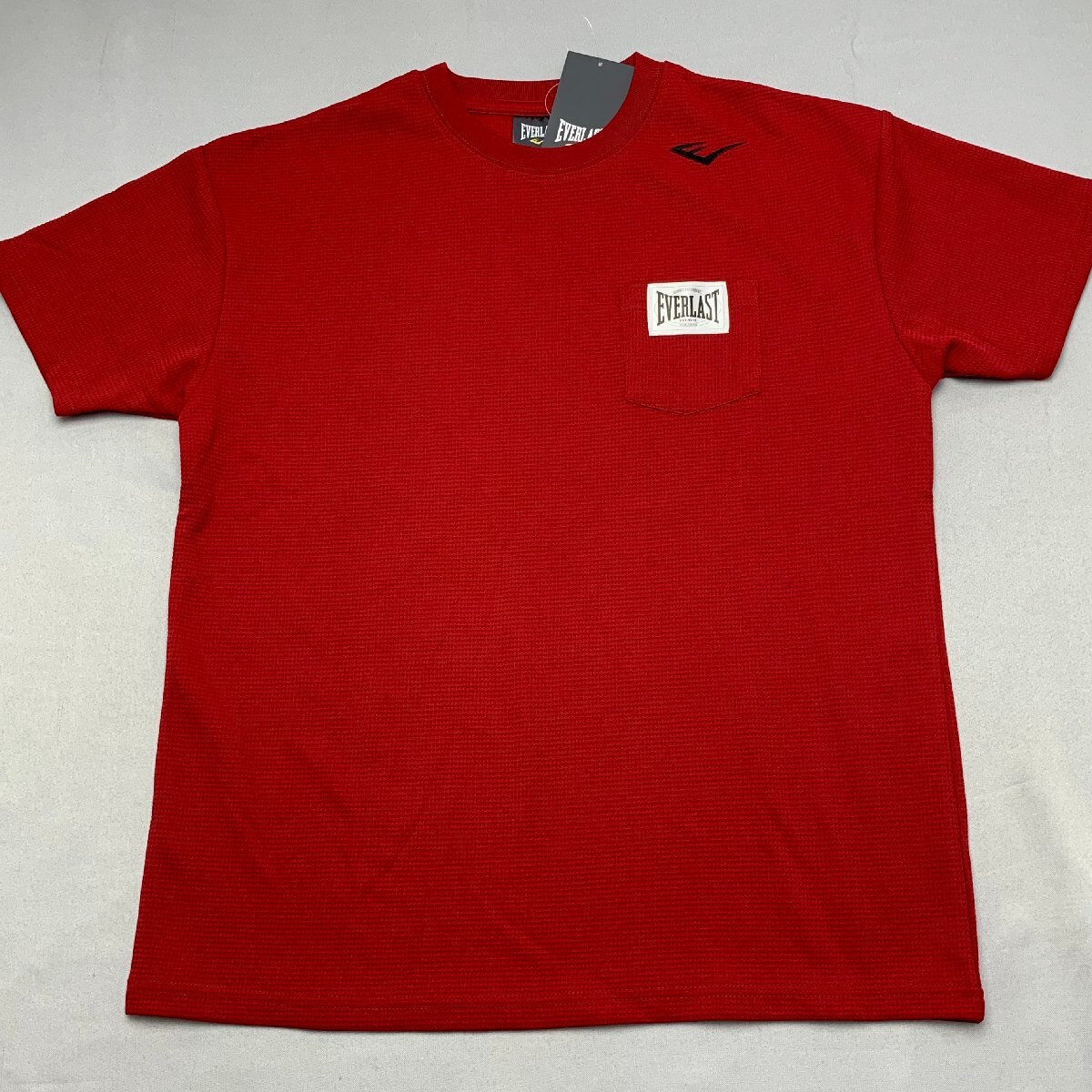 【送料無料】【新品】EVERLAST ジュニア半袖Tシャツ(ワッフル素材) 150 レッド★32101拍卖
