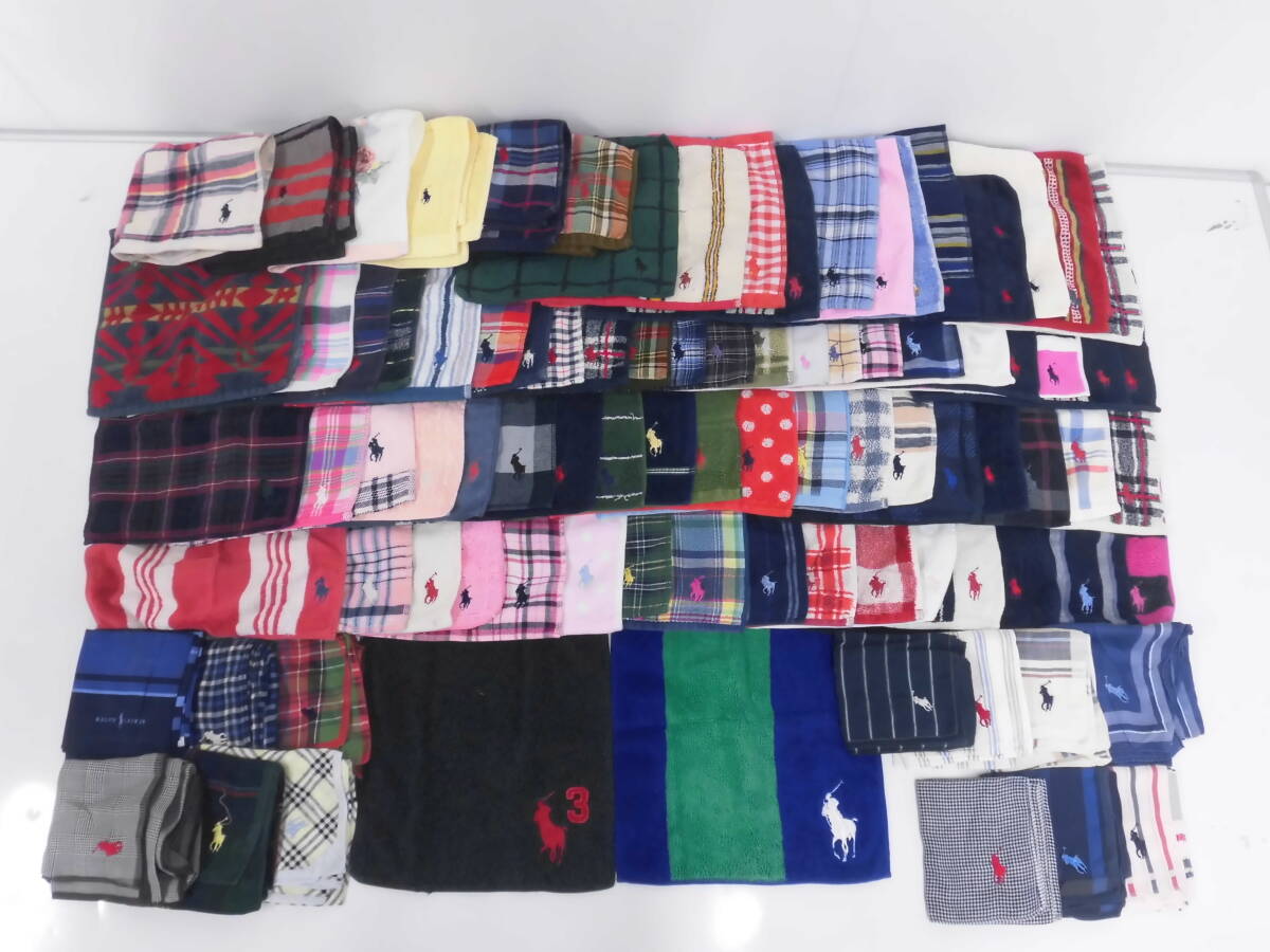 6207BMZ◇POLO RALPHLAUREN ポロ ラルフローレン タオルハンカチ/ハンドタオル/ハンカチ まとめて 90枚セット◇中古拍卖