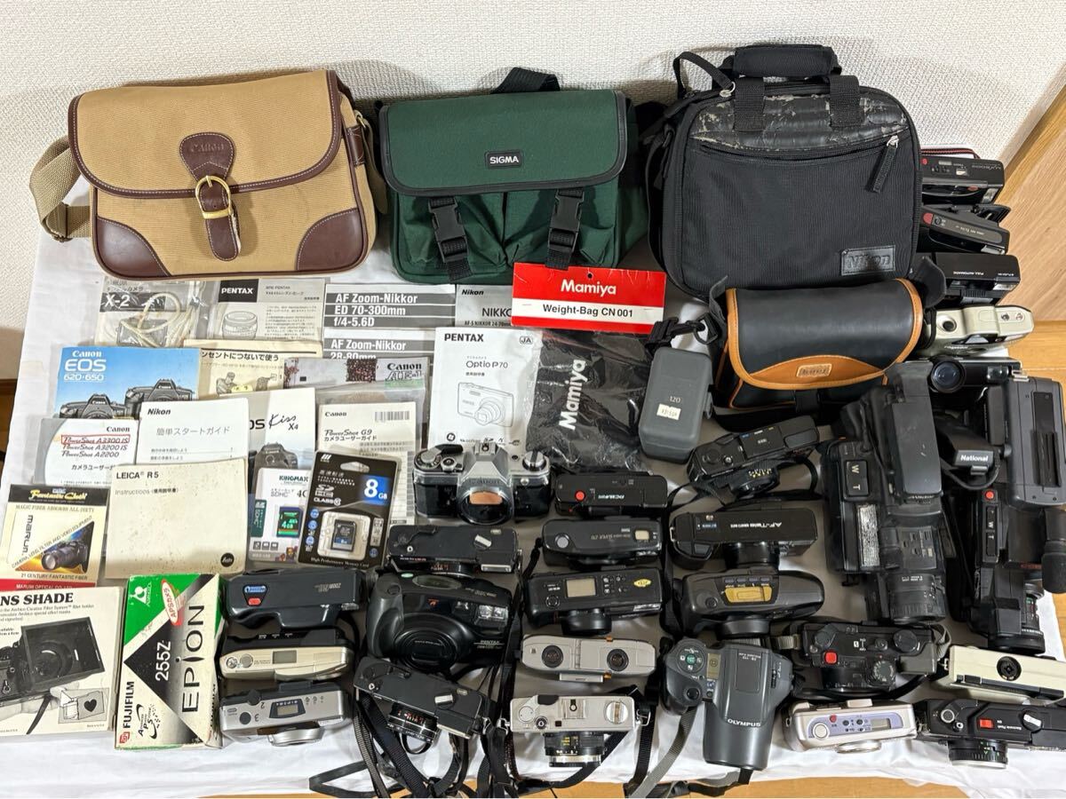 1円~ カメラ 大量 まとめ売り 20点以上 Canon AE-1 / Konica C35 / FUJI 現場監督 / RICOH / MINOLTA フィルムカメラ 動作未確認 ジャンク拍卖