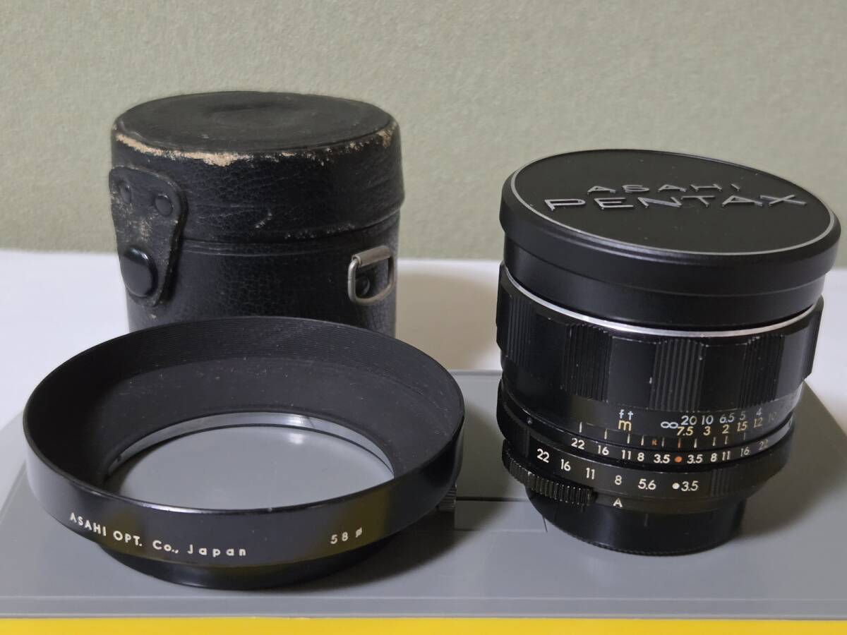 希少 ASAHI PENTAX アサヒ ペンタックス 最初期型M42マウント スーパータクマー 28mm f3.5 58mm径 美品 動作良好 純正フード及びケース付拍卖