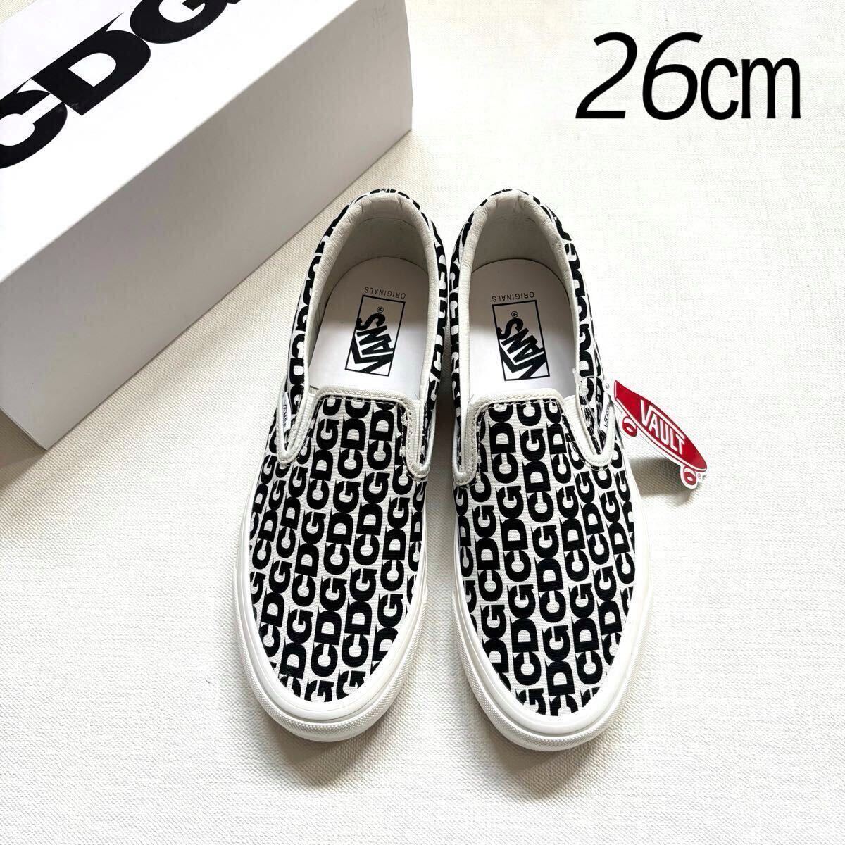 新品 コムデギャルソン CDG バンズ コラボ COMME des GARCONS × VANS VAULT Og クラシック スリッポン 総柄 スニーカー 26㎝ US8 送料無料拍卖