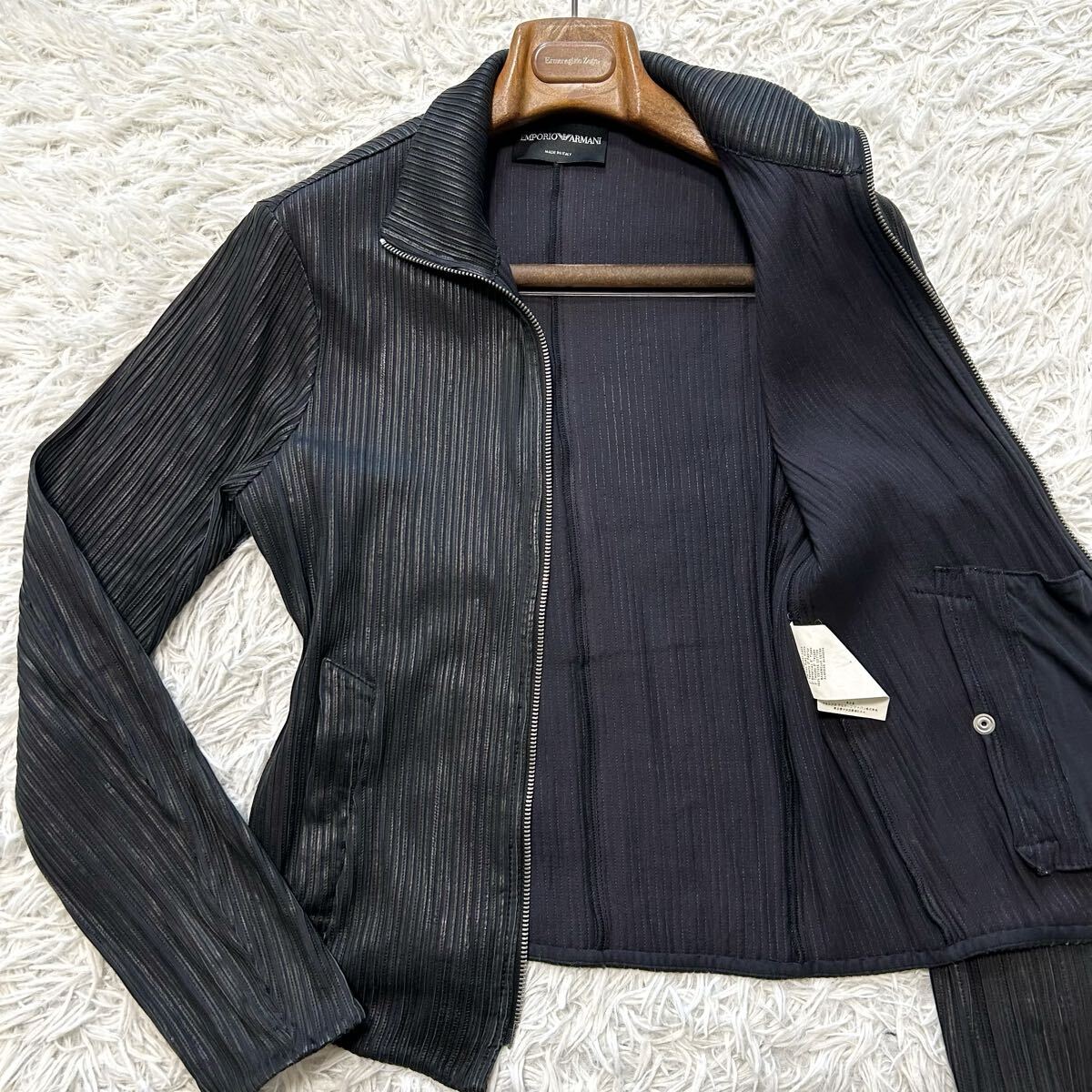エンポリオアルマーニ【幻級の逸品】EMPORIO ARMANI レザージャケット アウター 羊革 本革 ブラック S〜M位拍卖