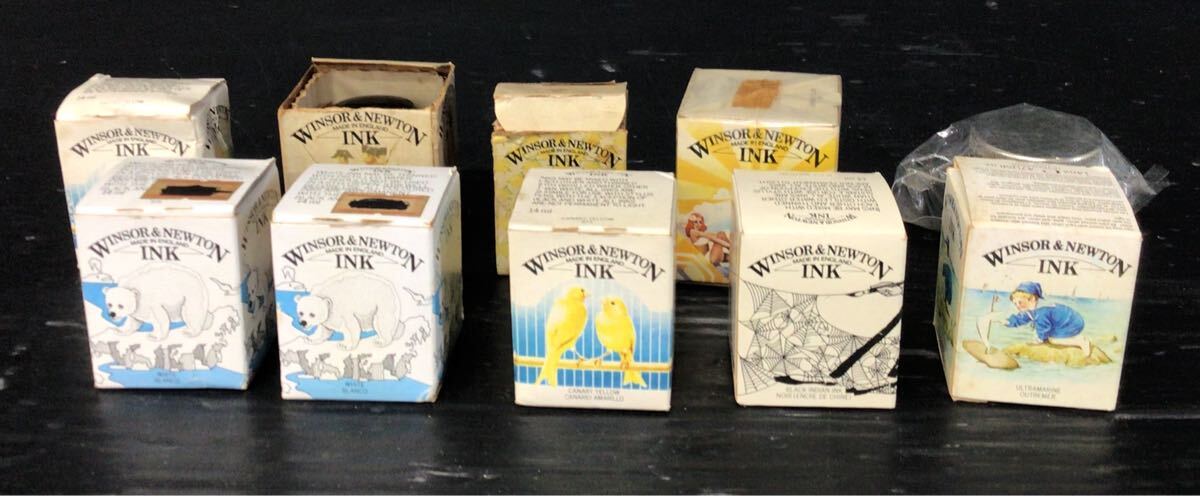 ピ/WINSOR&NEWTON/ドローイングインク/絵の具/9点セットまとめ売り/イラスト用/ウィンザー&ニュートン/6.1-45 MO拍卖