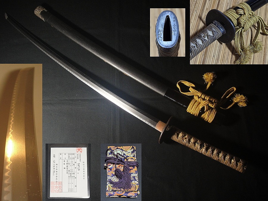 ☆日本刀☆上作時代拵入り☆72.0㎝☆濃州関喜定吉門☆江戸肥後拵え☆縁頭在銘☆拍卖