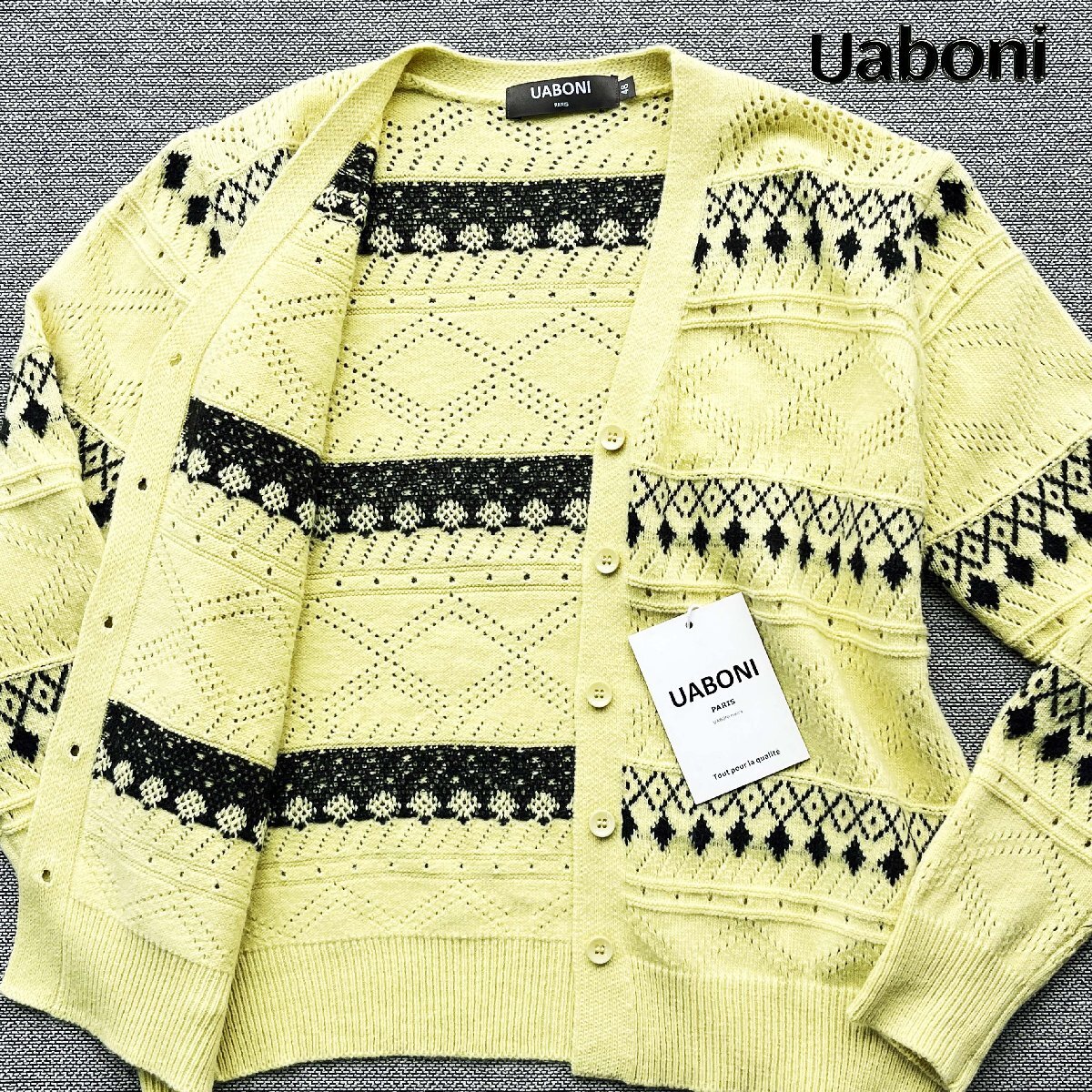 高級EU製◆Uaboni*Paris*セーター*ユアボニ*パリ発◆ウール混 柔らか カジュアル カーディガン トップス アウター レディース 通勤 L/48拍卖