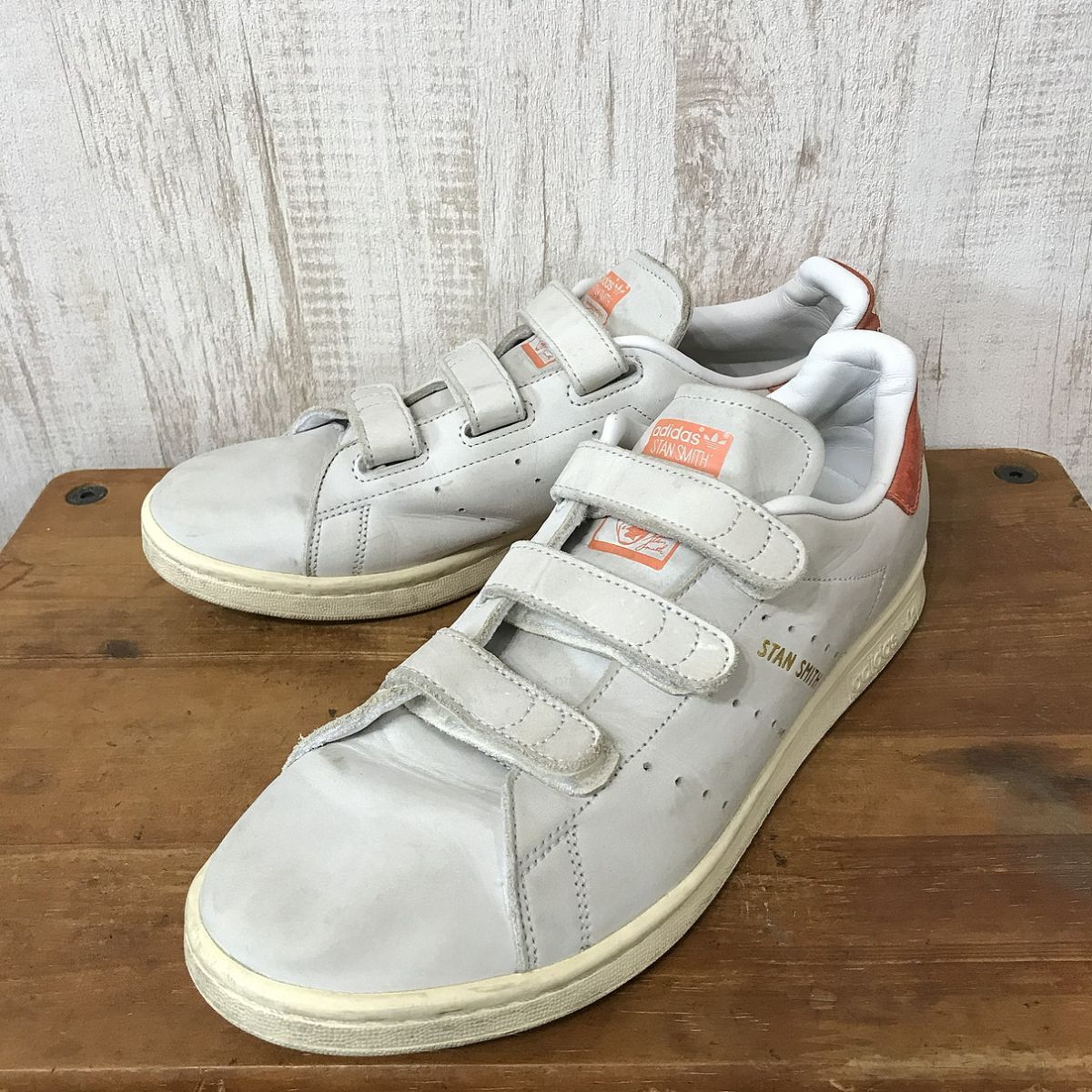 S755☆【STAN SMITH スタンスミス ベルクロ スニーカー】adidas アディダス 27.5拍卖