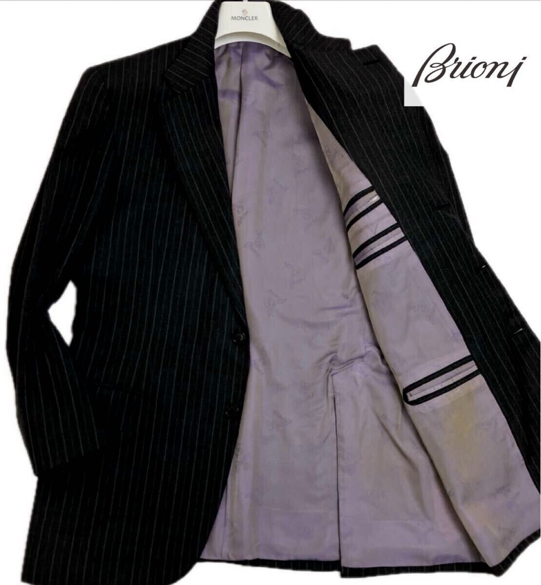 40万!!!【最高級ストライプ!!!!】ブリオーニ Brioni テーラードジャケット メンズ g25-26 経営者エグゼティブジャケット サイズ50 拍卖