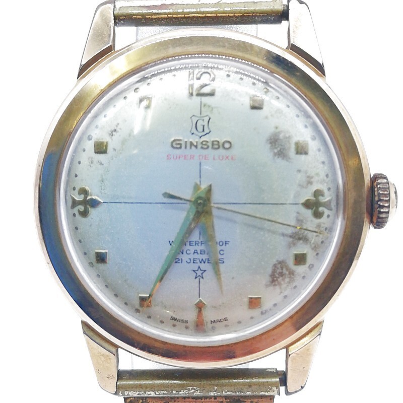 GINSBO ジンスボー SUPER DE LUXE 21石 PLAQUE OR G 20 機械式 555301 ヴィンテージ アンティーク 動作未確認 52-75拍卖