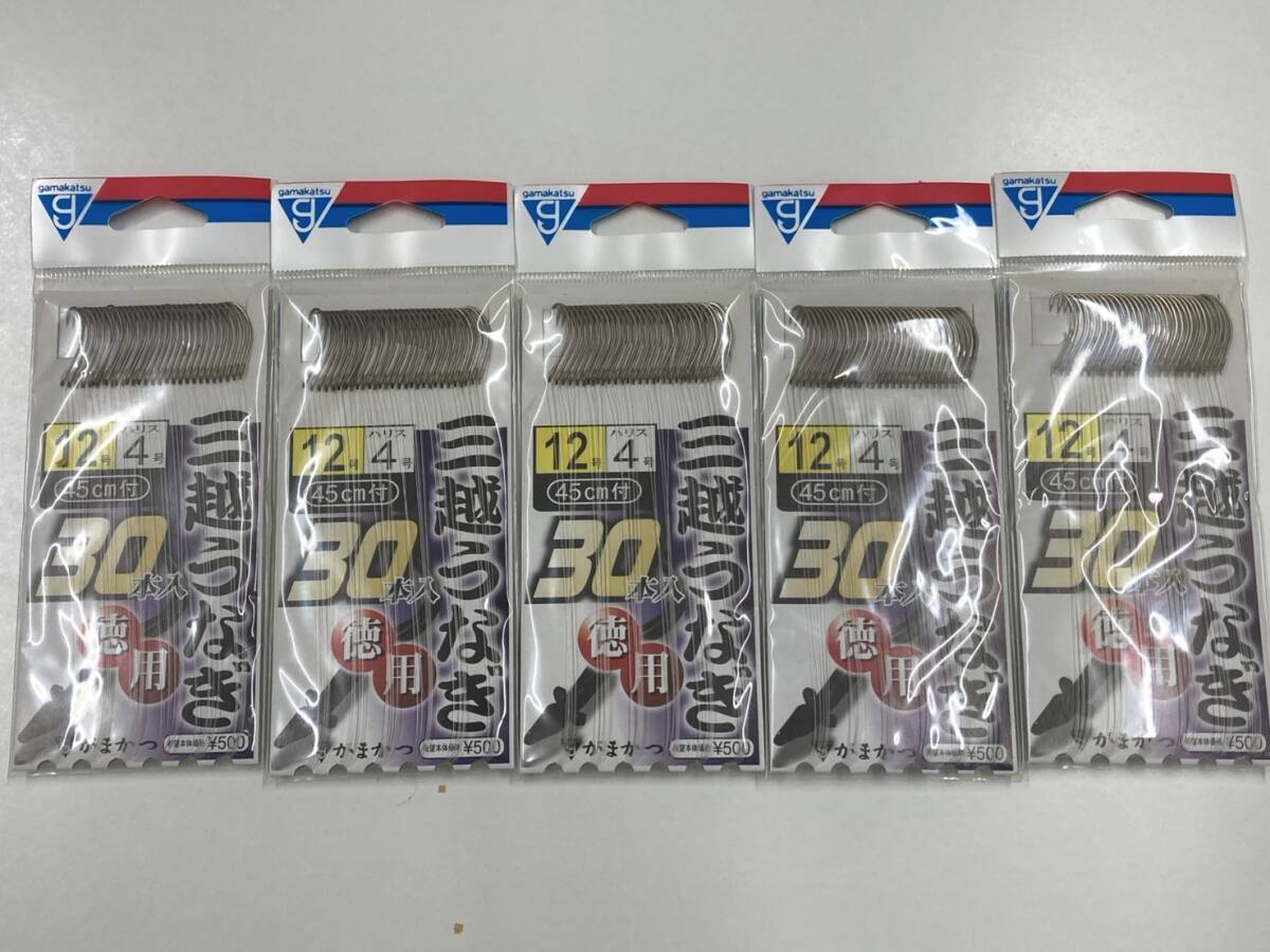 未使用 がまかつ 三越うなぎ徳用 12号 ハリス4号 5枚拍卖