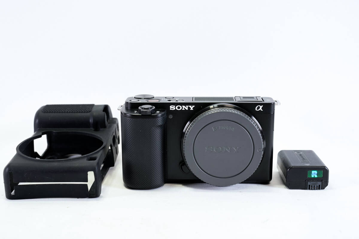 【良品】SONY α ZV-E10 VLOGCAM APS-C ミラーレス一眼 保護ガラスフィルム シリコンカバー付き拍卖