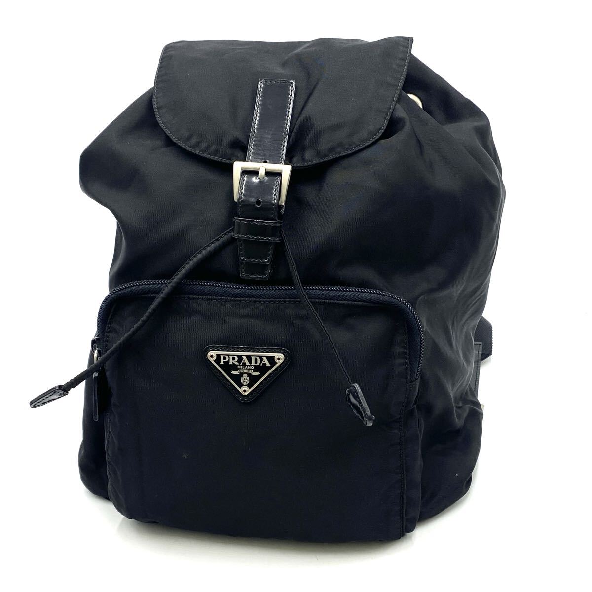 1円〜 【極上品】 PRADA プラダ ナイロン バックパック リュックサック ブラック 三角ロゴ デイパック F239拍卖
