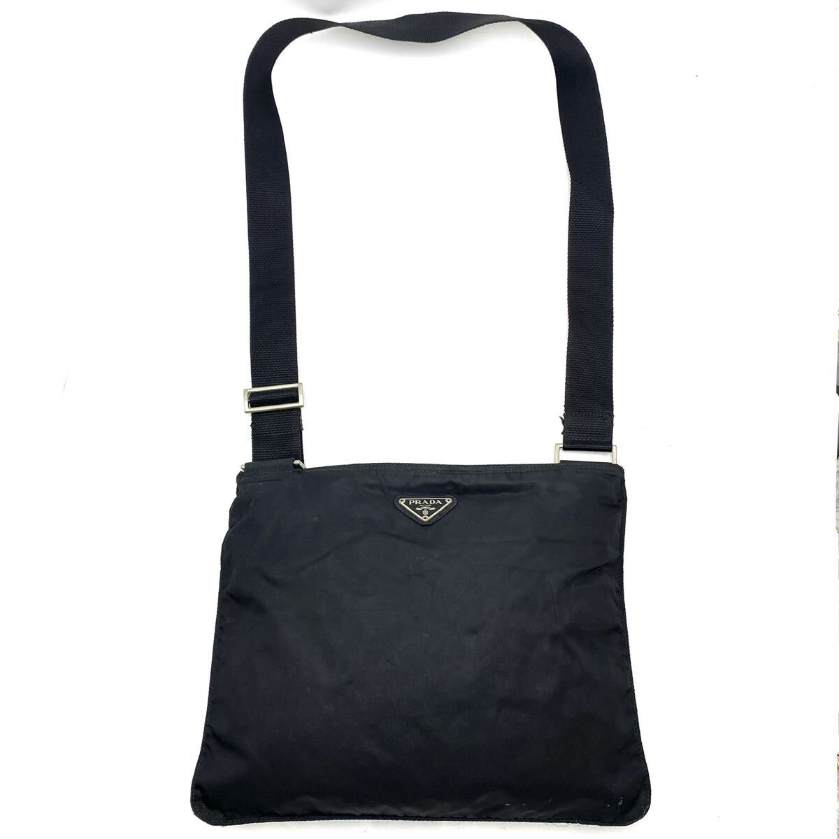 1円〜 【定番人気】 PRADA プラダ ナイロン ショルダーバッグ 斜めがけ ブラック 三角ロゴ ヴィンテージ F245拍卖