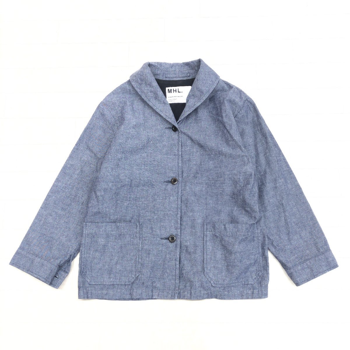 MHL. マーガレットハウエル コットン100% シャツ ジャケット 2(M) ネイビー系 日本製 ライトジャケット ブルゾン 羽織り レディース 婦人拍卖