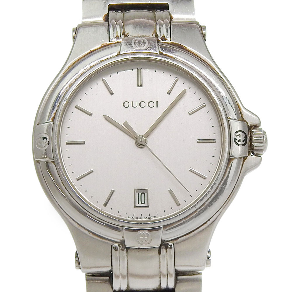 GUCCI グッチ 9040M 腕時計 SS クオーツ アナログ表示 メンズ シルバー文字盤【I140226028】中古拍卖