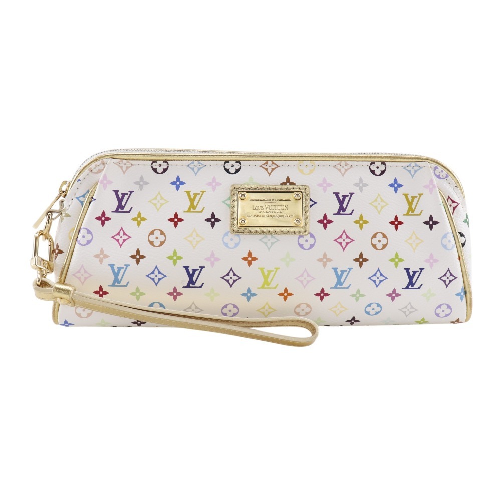 LOUIS VUITTON ルイ・ヴィトン ケイト アクセサリーポーチ M55212 クラッチバッグ モノグラムマルチカラー 白【I131826093】中古拍卖
