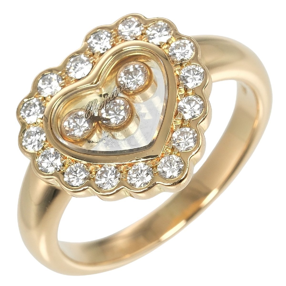 ショパール リング ハッピーダイヤモンド ハート 10号 指輪 K18YG イエローゴールド ダイヤモンド 約7.25g Chopard【I192625043】中古 爆買拍卖