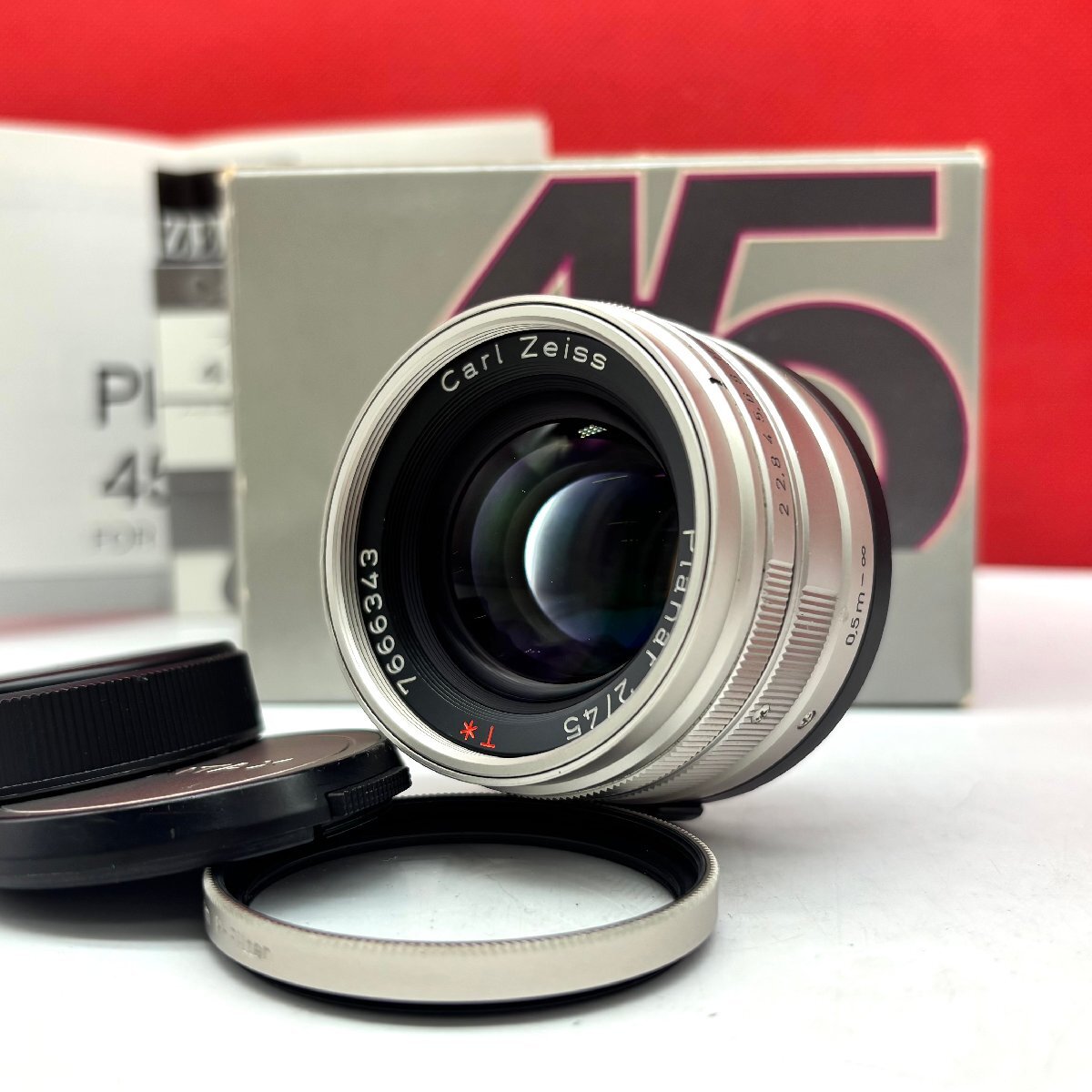 N11 CONTAX Carl Zeiss Planar F2 45mm T* Gマウント カメラ レンズ 元箱 動作品 1円スタート コンタックス拍卖