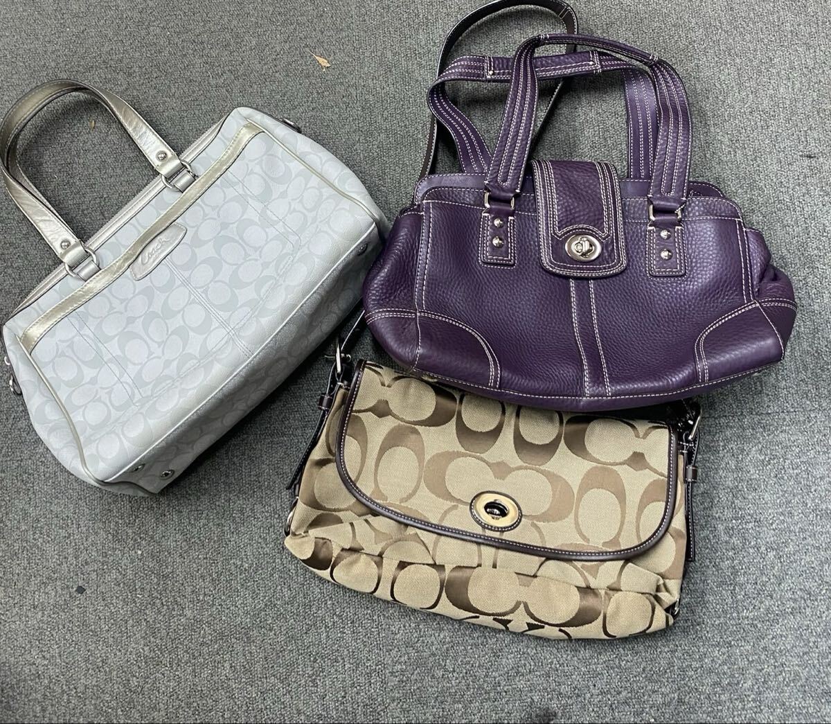 美品 レディース まとめセット COACH コーチ シグネチャー レザー ハンドバッグ トートバッグ ショルダーバッグ im033102拍卖