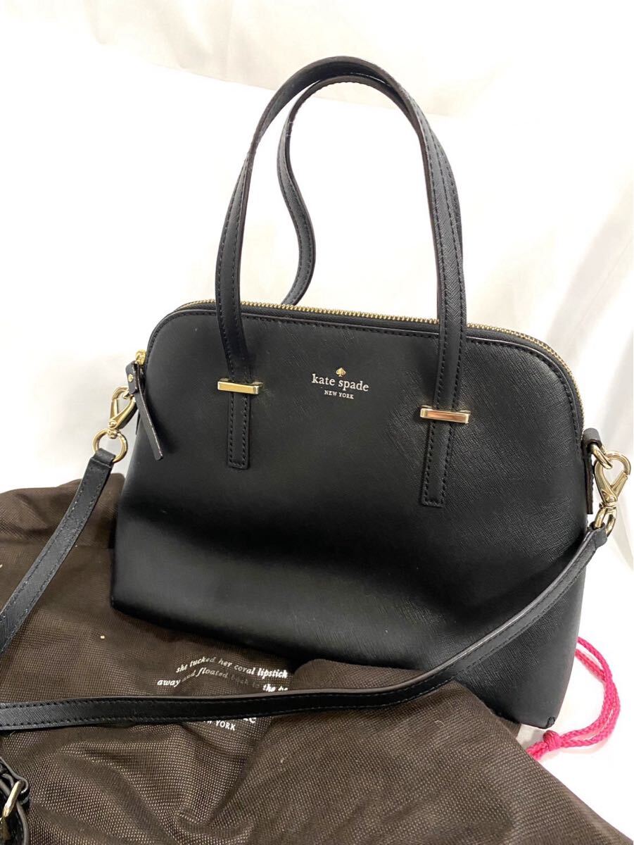 美品 kate spade ケイトスペード レザー ハンドバッグ ショルダーバッグ 黒 ブラック レディース ky042906拍卖