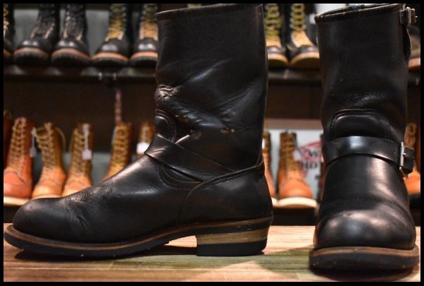【9.5D 中古 PT91プリント】レッドウィング 2268 エンジニア 黒 ブラッククローム スチールトゥ ブーツ redwing HOPESMORE拍卖