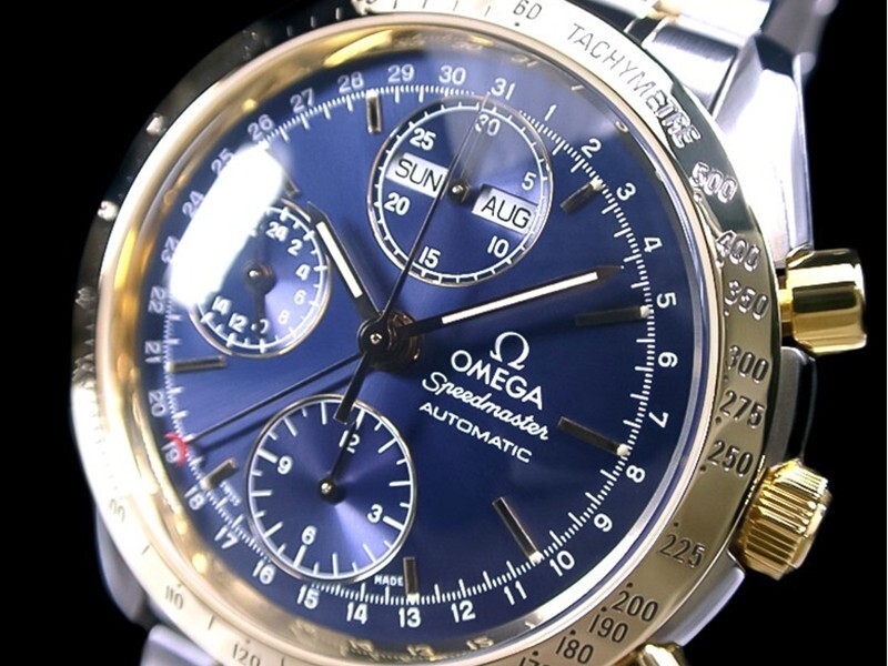 ★極美品 OMEGA Ω オメガ スピードマスター 18金/SS トリプルカレンダー 3321.8000 バルジュー7751 ネイビー 綺麗!★拍卖