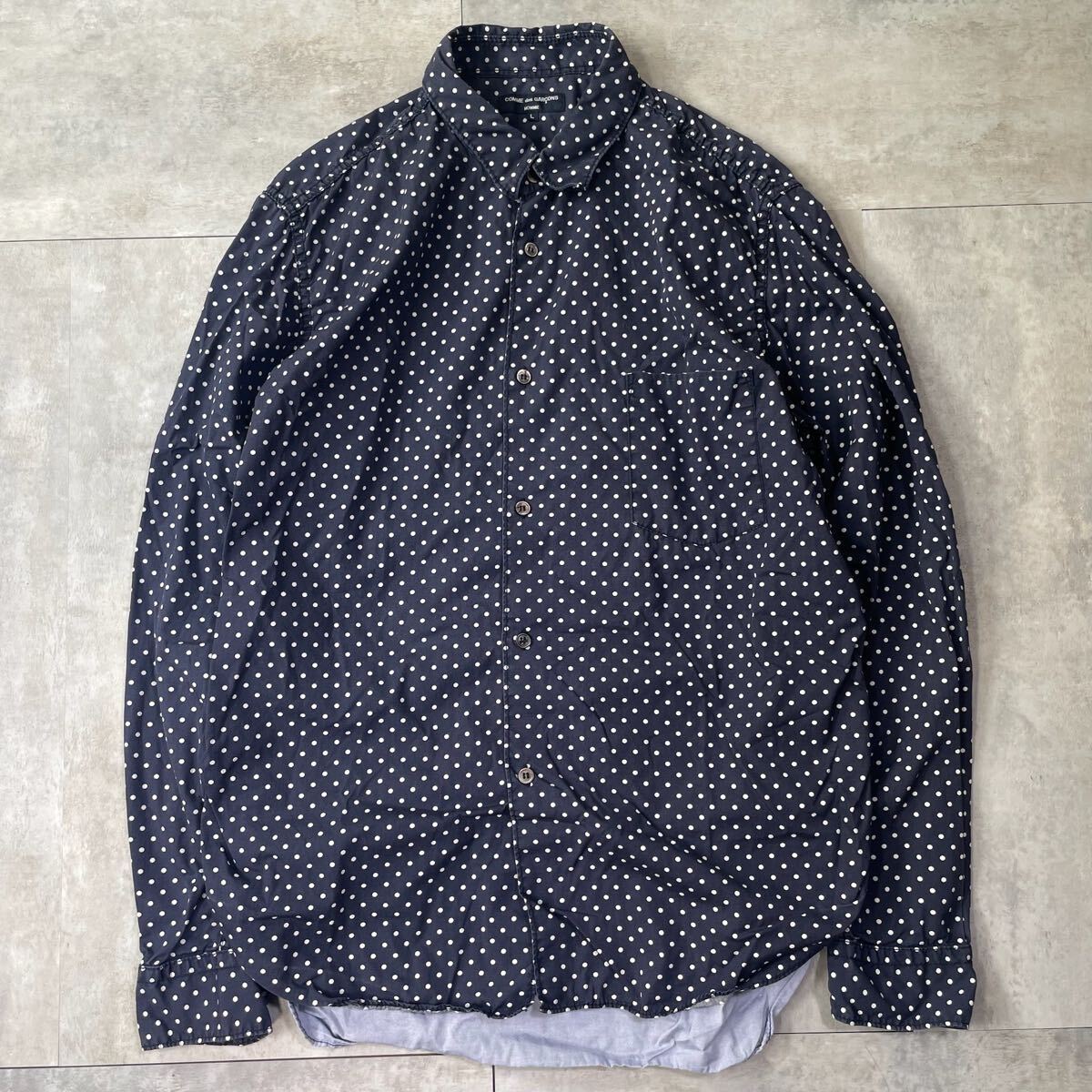 希少 COMME des GARCONS HOMME コムデギャルソン オム ■AD2011 淳弥オム ■バック 切り替え ■ドット 長袖シャツ ヴィンテージ拍卖