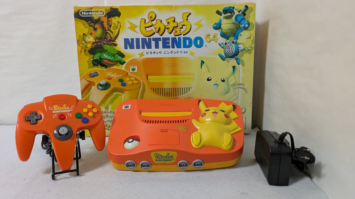 【中古準美品・動作確認済】◆NINTENDO/任天堂◆NINTENDO64/ニンテンドー64 本体一式◆ピカチュウ オレンジ&イエロー◆NUS-001◆外箱/内箱拍卖