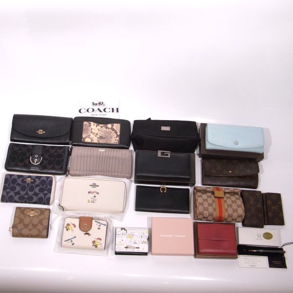 1円 おまとめ19点 未使用保管品あり COACH 財布 シグネチャー 長財布 2つ折り財布 スヌーピー LOEWE ミキモト リップブラシ 他 OZ940-拍卖