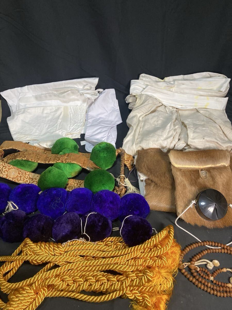 山伏法衣一式 山伏装束 梵天 頭巾 引敷 行衣 僧侶 密教 仏教 御念珠 袈裟 数珠 法具 着物 仏具 修験道 山岳信仰 仏教美術 和装拍卖