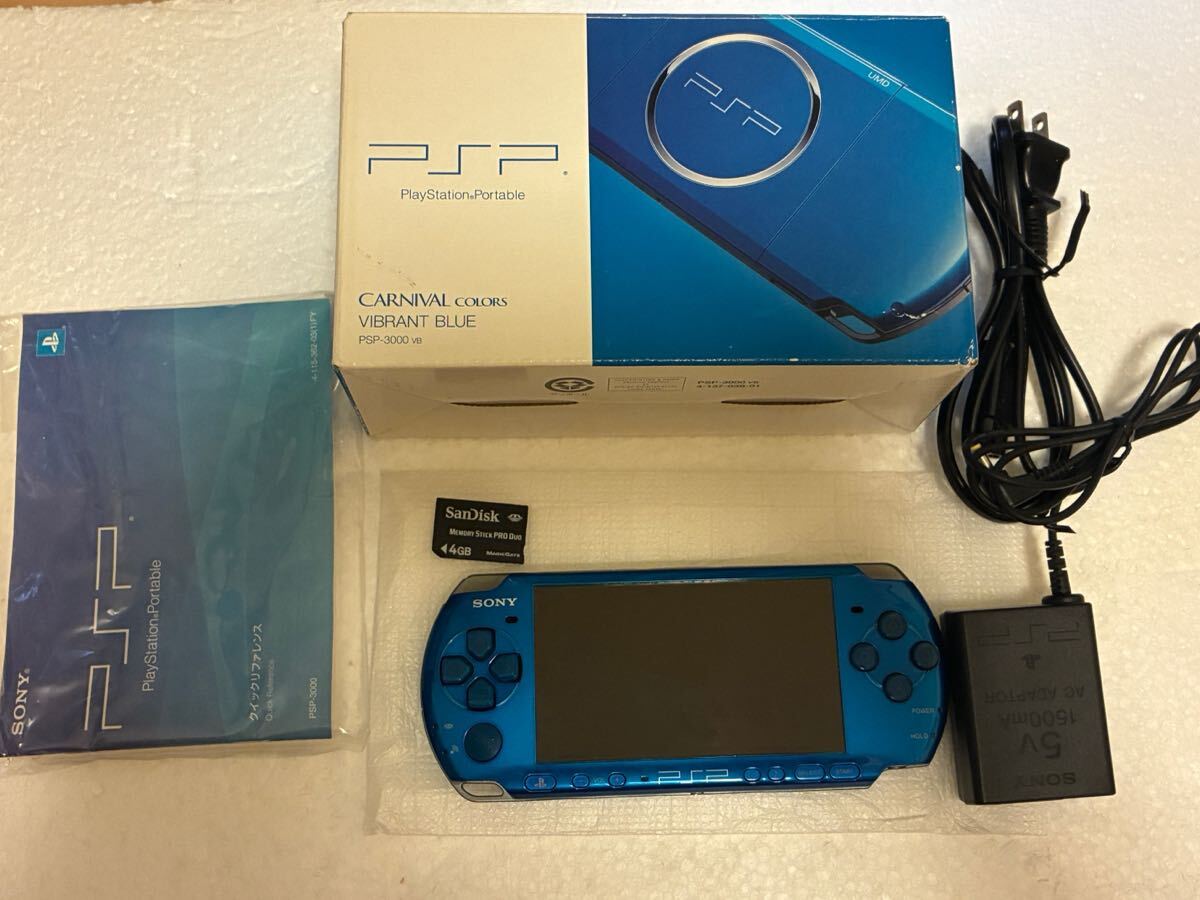 ☆新品同様に綺麗 無傷 極上美品 PSP - 3000 バイブランドブルー SONY プレイステーションポータブル 超美品★拍卖