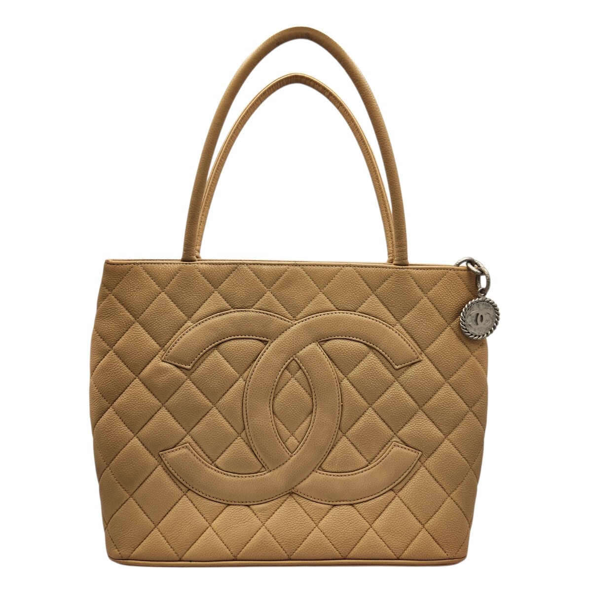 B24 CHANEL シャネル 復刻トート キャビアスキン ココマーク トートバッグ ベージュ シルバー金具 ハンドル自立 美品拍卖