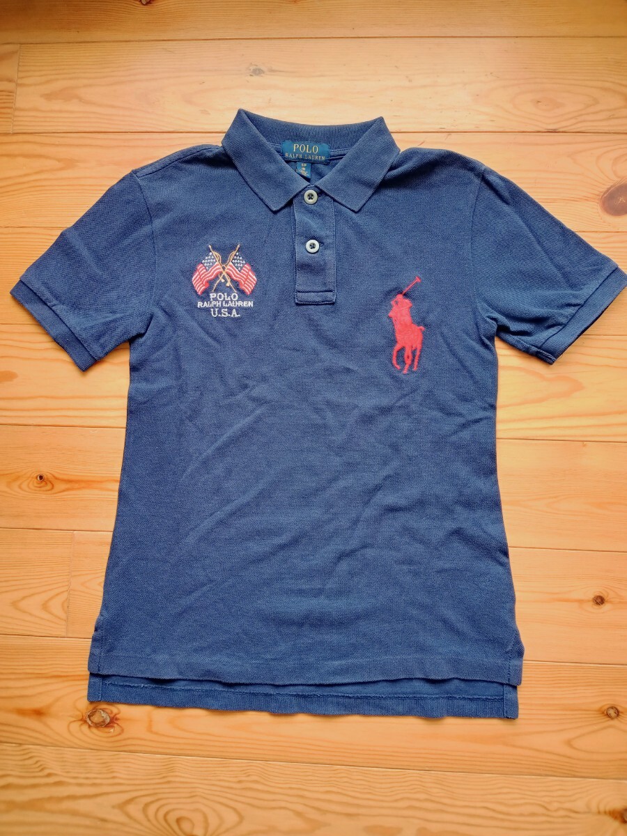 ポロ ラルフローレン【S/P(8)/140cm】ビッグポニー♪半袖ポロシャツ★ネイビー紺色Tシャツカットソー拍卖