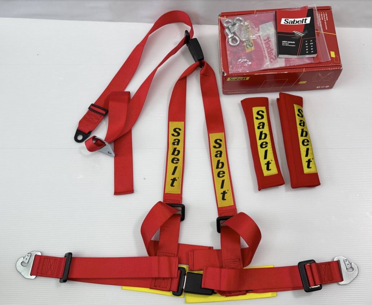 中古 おまけつき! Sabelt (サベルト)4点式シートベルト CLUBMAN-75 RHD (クラブマン75) レッド 904075NPD 拍卖
