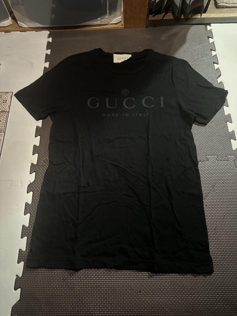 【GUCCI グッチ ロゴTシャツ ブラック Mサイズ MADE IN ITALY メンズ】拍卖