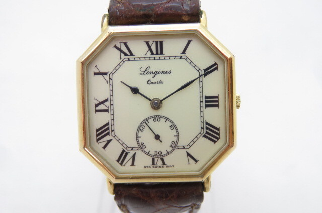 1円~【動品】LONGINES ロンジン 976 5147 150周年記念 メンズ 腕時計 スモセコ オクタゴン GOLD ELECTROPLATED 20 ブラウンベルト 6-3-1拍卖