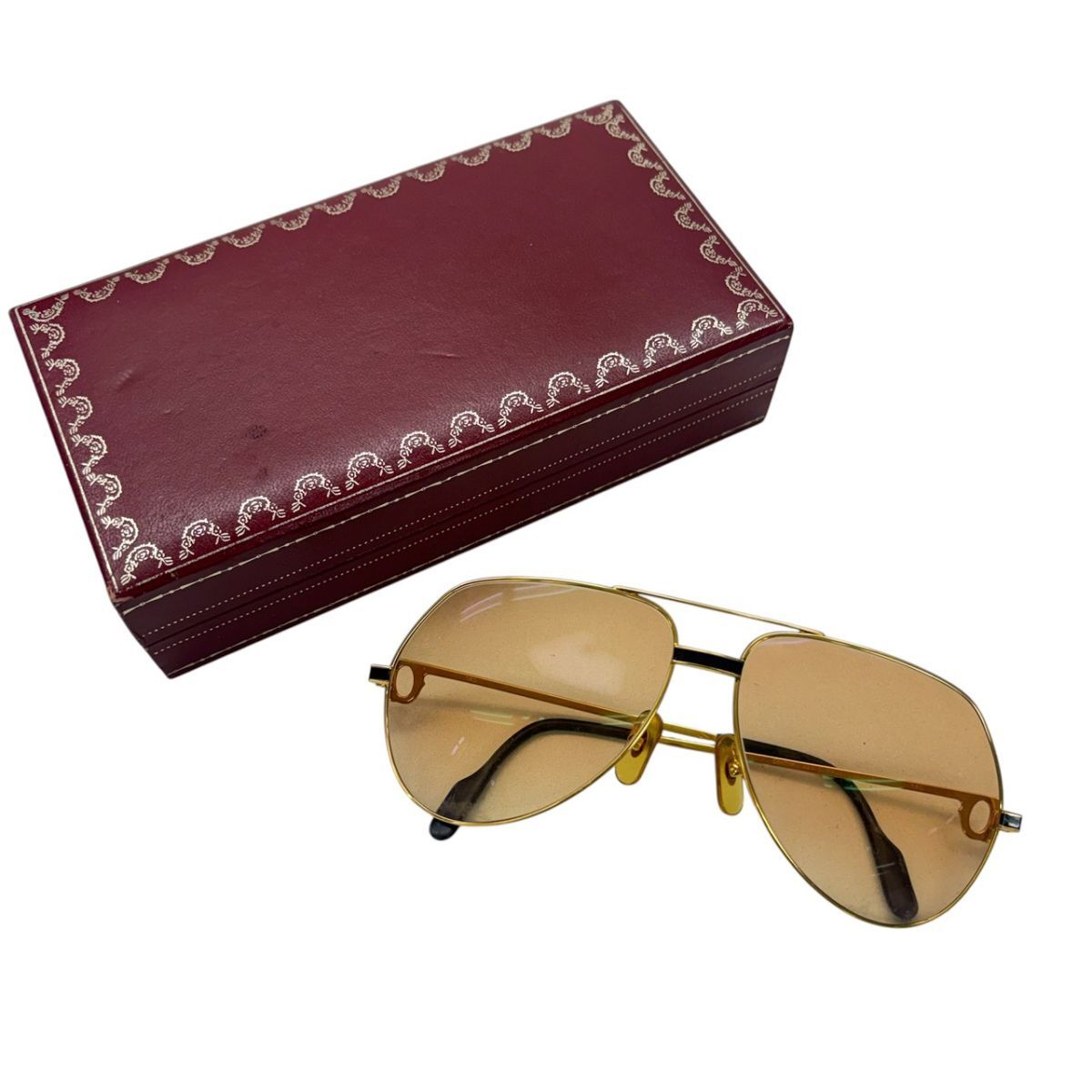 D230-F10-596 Cartier カルティエ サングラス アイウェア 140 62□14 メタルフレーム グラデーションレンズ ヴィンテージ ケース付き KA拍卖