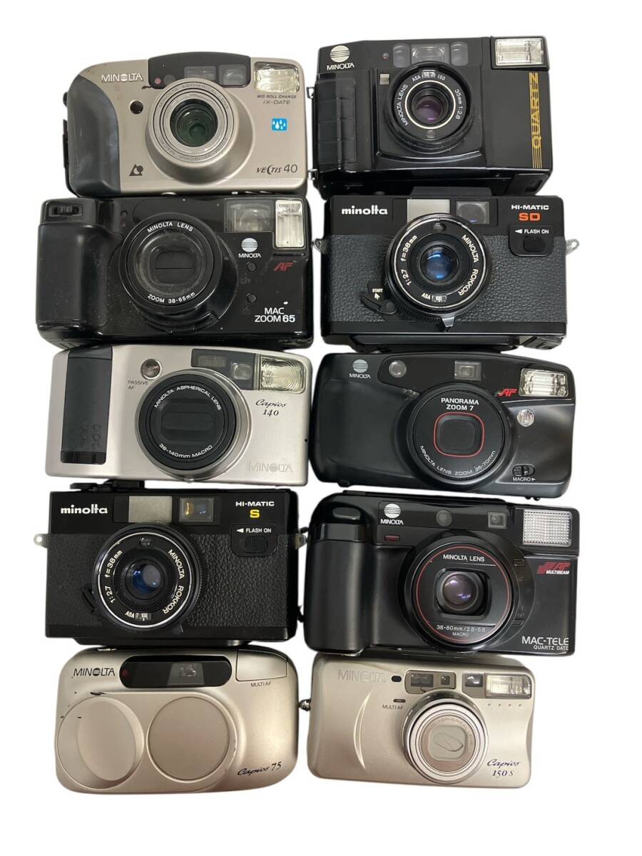 E008-■-0 MINOLTA ミノルタ コンパクトフィルムカメラ まとめ10点セット MAC-TELE HI-MATIC S Capios140 MAC ZOOM 65 他 KA拍卖